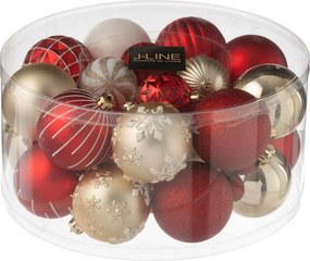 Sada 30 plastových vánočních ozdob červenozlatých – 31*31*16 cm