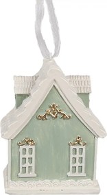 Zelená závesná vianočná ozdoba perníková chalúpka Gingerbread - 6*4*8 cm