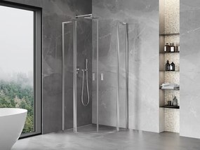 Mexen Mist L, štvrťkruhový sprchový kút s 2-krídlovými dverami, 80 x 80 cm, 8mm číre sklo, chrómový profil, 8A32L-080-080-01-00