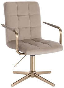 LuxuryForm DESIGN Otočná stolička VERONA GOLD VELUR na zlatom kríži - latte
