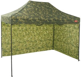 Rýchlorozkladací nožnicový stan 2x3m - oceľový, 2 bočné plachty, Maskáčová