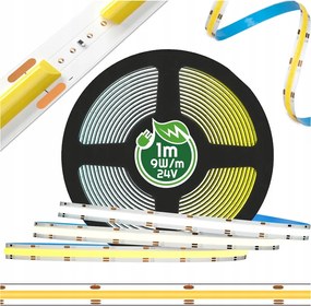 ECOLIGHT LED pásik 24V COB 9W/m 480LED 1m 8mm neutrálna farba SZ