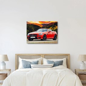 Sklenený obraz - červený Mercedes (70x50 cm)