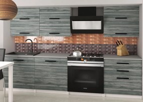 Kuchynská linka Belini 180 cm šedý antracit Glamour Wood s pracovnou doskou Primera2  TOR PRIMERA2/2/WT/GW1/0/B1