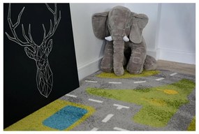 Detský kusový koberec Uličky sivý atyp 200x200cm