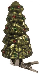 Vianočná sklenená ozdoba stromček na klipe - Ø 4-9 cm