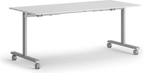 Mobilný stôl MATCH, 180x80 cm, sivá podnož, biela
