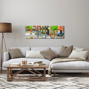 Obraz - Detské mestečko (s hodinami) (90x30 cm)