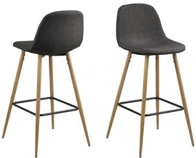 Dizajnová barová stolička Nayeli, šedá a prírodná
