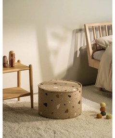 Svetlohnedý detský puf z textílie buklé/ženilkový Terrazzo – Wigiwama