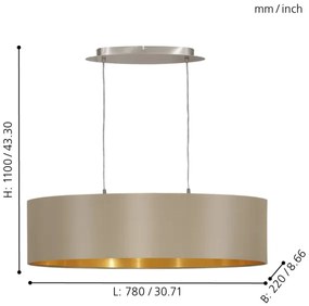 Eglo 31613 - Luster na lanku MASERLO 2xE27/60W/230V