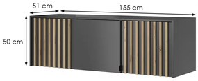 Nástavec na skříň Nelly 155 cm grafit/dub artisan