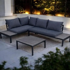 Záhradný rohový set - sivý