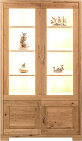 Moderná dvojdverová vitrína so skrinkou, 100x43x174 cm