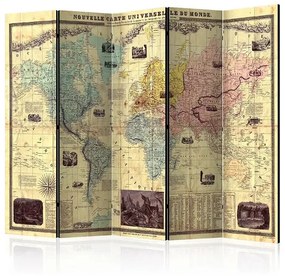 Paraván - Nouvelle Carte Du Monde [Room Dividers] Veľkosť: 225x172, Verzia: Akustický