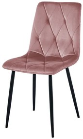 Set štyroch jedálenských stoličiek LIBRA zamatové, ružové / čierne nohy (4 ks)