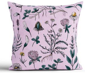 Bavlnená obliečka na vankúš Renforcé 40 × 40 cm - Herbár púdrový