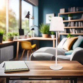 Stolná lampa Toscana, 1x biele PVC tienidlo, w