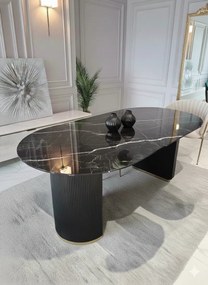 OVÁLNY JEDÁLENSKÝ STÔL LEANDRO ČIERNY MRAMOR 200 x 95 cm