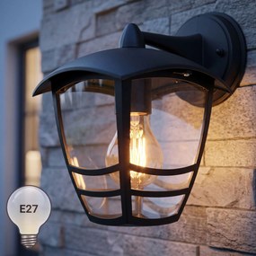 Toolight Toolight, JNH037-1G, vonkajšie nástenné svietidlo v tvare lampáša, 1×E27, IP44, čierna matná, OSW-56223