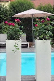 Kvetináč BLOCK, pozink, výška 80 cm, biely, vr. zavlaž. systému