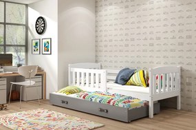 Interbeds Jednolôžková posteľ Kubus3 Biela pre teenagerov 160x80 s matracom, rozkladacia - grafitová