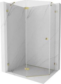 Mexen Lunar, Päťuholníkový sprchový kút Mexen Lunar naklápací doľava 100 x 80 cm, 8mm číre sklo, zlatý profil, 831-100L-080P-50-00-L