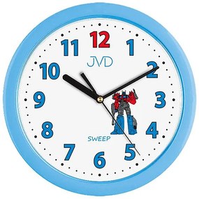 Detské nástenné hodiny JVD H12.6 s robotom – modré, 25 cm
