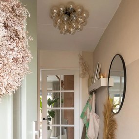 Inteligentné stropné svietidlo čierne s jantárovým sklom, 6 svetiel vrátane 6 WiFi G9 - Uvas