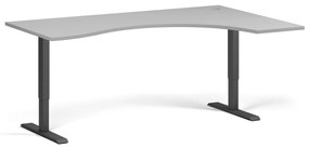 Výškovo nastaviteľný stôl, 2 motory, 745 - 1215 mm, ergonomický L/P, doska 1800 x 1200 mm, čierna podnož, sivá