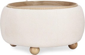 Krémovobiely taburet z textílie buklé Irisha – Bizzotto