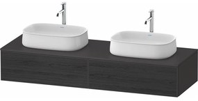 DURAVIT Zencha závesná skrinka pod dve umývadlá na dosku, 2 zásuvky, 1600 x 550 x 281 mm, dub čierny/grafit super matná, ZE4815B16800000