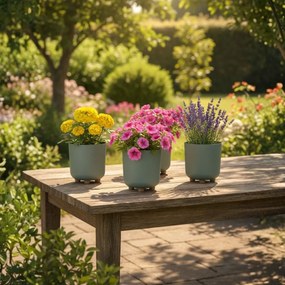 Sada 2 ks květináčů Terra 21x19,3/27,4x24,2 cm šedá/zelená