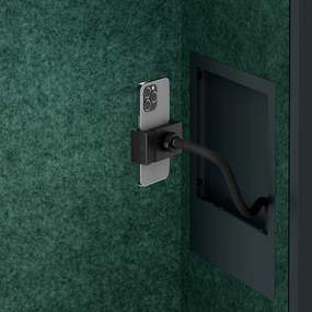 Akustická kabína SALLY MentalBox 600 mm – antracitový korpus, zelené sedadlo