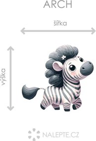 Veselá zebra textilní prelepiteľná nálepka na stenu list 45 x 41 cm