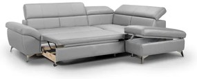 Kožená rohová sedacia súprava SALERNO II pravá, rozkladacia, šedá