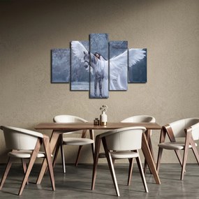 Obraz dievčaťa na jednorožcovi (150x105 cm)