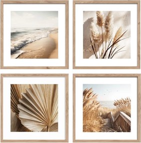 Tlačené obrazy v súprave 4 ks s rámom 30x30 cm Boho Dreams – Styler