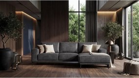 Antracitová rohová pohovka z imitácie kože (pravý roh) Copenhagen – Scandic