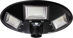 LED solárna pouličná lampa so snímačom, 22 W, 6 V, 6500 K, IP65, čierna, s diaľkovým ovládaním