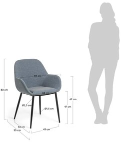 Modré čalúnené jedálenské kreslo Konna – Kave Home