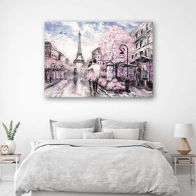 Obraz na plátně Růžová Paříž jako malovaná - 60x40 cm