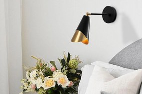 Elegantná nástenná lampa PACMAN 31 cm, čierna, zlatá