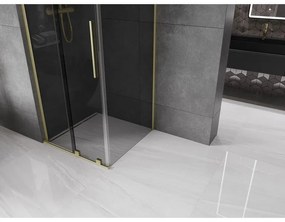 Mexen Velar L, sprchový kút s posuvnými dverami 90 x 90 cm, 8mm šedé sklo, zlatá matná, 871-090-090-43-55