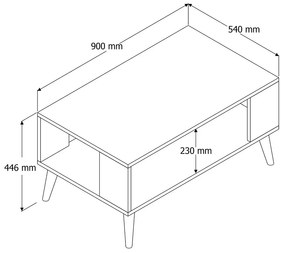 Dizajnový konferenčný stolík Queniva 90 cm vzor dub