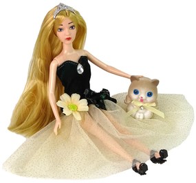Lean Toys Bábika Emily v elegantných šatách s mačiatkom