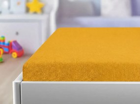 Froté plachta do detskej postieľky PREMIUM 60x120 cm žltooranžová