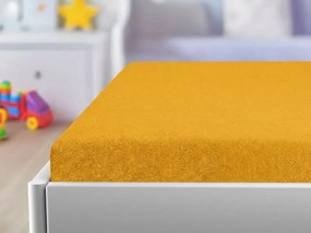 Froté plachta do detskej postieľky PREMIUM 60x120 cm žltooranžová