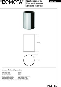 Bemeta Design Odpadkový kôš, 9 l, nerez, lesk - 115115031