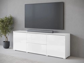 TV skrinka Sawoti 181, Farby: matera / biely lesk, Osvetlenie: osvetlenie LED biele